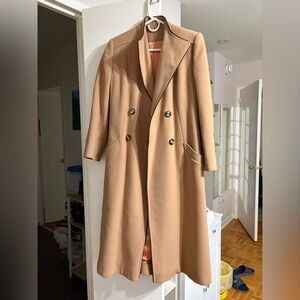 Elegant Tan Double-Breasted Women's Coat